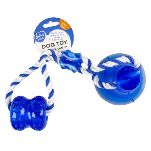 [LR12426] Duvo+ Tug 'N Chew Dog Toy – Blue (40cm) | Extra Strong TPR Rubber for Dental Health & Interactive Play