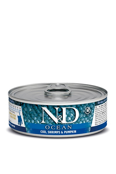 [8606014102918] Farmina N&D Ocean Tuna Cod Shrimp & Pumpkin Kitten Wet Cat Food Can 70g (2.5 oz)