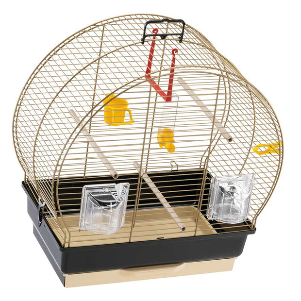 Ferplast Canary and Small Exotic Bird Cage Luna 2 Antique Brass - 44.5 x 25 x h 45.5 cm