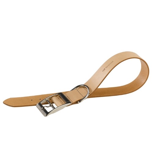 [75205951] Ferplast Natural C Leather Dog CollarColor: Beige, Dimension: 27-35cm x 15mm