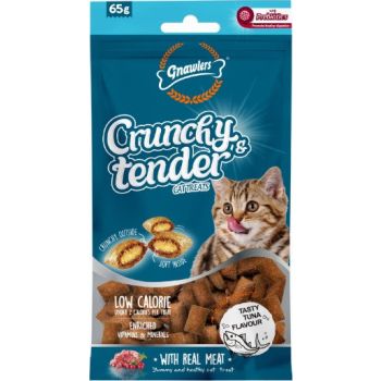 Gnawlers Crunchy & Tender Tuna Flavour Cat Treats Bag 65g