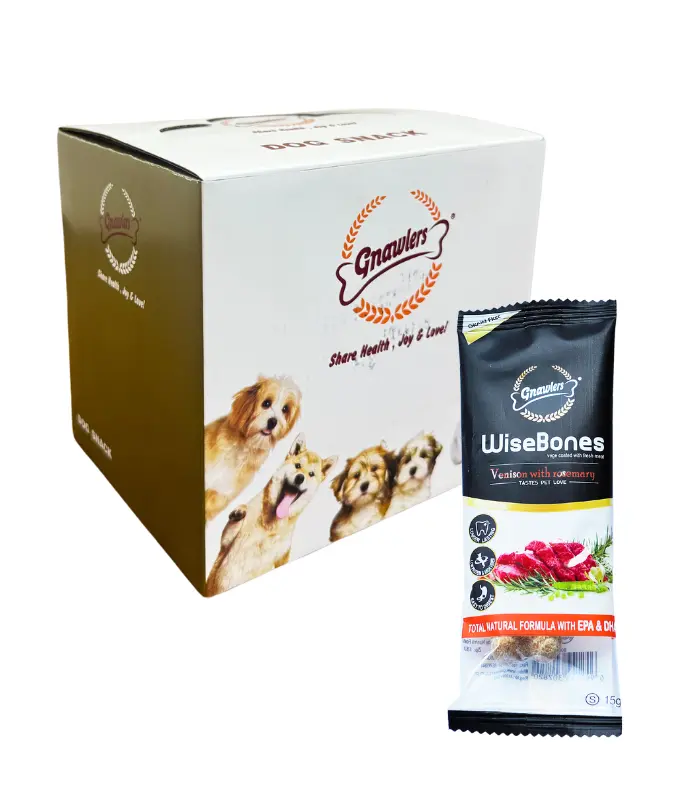 [GN07820] Gnawlers Wisebones Venison With Rosemary Treat Display Box 36 pcs, Small