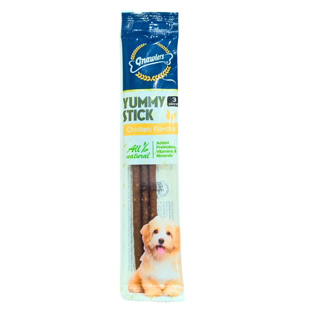 Gnawlers Yummy Meaty Stick Chicken Flavour Treat Pack 20g, 3pcs