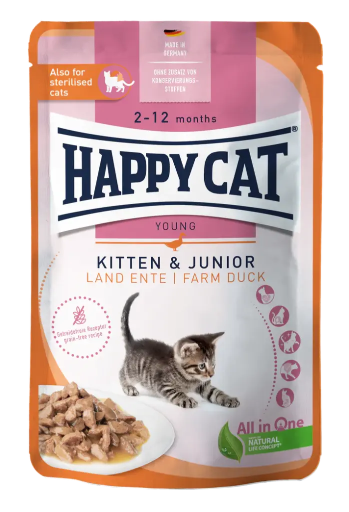 Happy Cat Young Meat in Sauce Kitten & Junior Land Duck 85g 