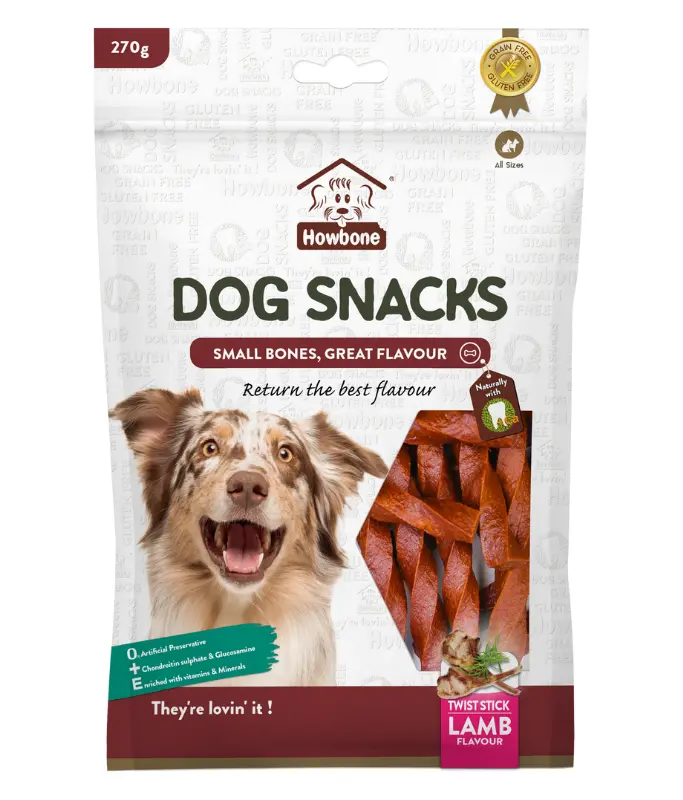 Howbone Lamb Flavour Twist Stick Snack Pouch 270g