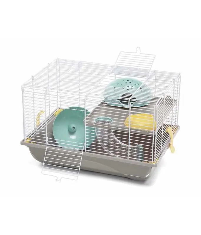 IMAC CRICETI Hamsters Cage - Compact Small Pet Habitat - White/Grey | Size : 45 x 30.5 x 29cm
