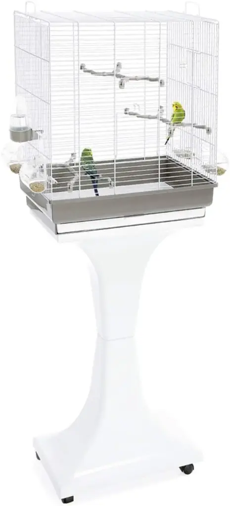 IMAC Camilla Bird Cage With Stand – Ideal Habitat for Canaries, Parakeets & Small Exotic Birds Size: 50 x 30 x 57 - 129cm (White)