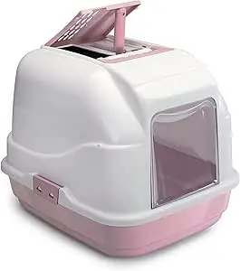 [IM84137S] IMAC Privacy Pod – Covered Cat Toilet for Hygiene & Comfort - Size: 50 x 40 x 40cm (Pink)