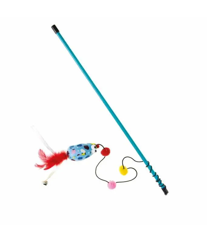 IMAC Cat Toy Teaser Cane with Hanging Mouse – Fun Interactive Wand for Stimulating Play, Exercise & Bonding with Your Cat (47cm)