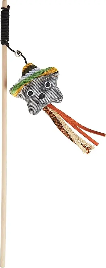 [IGC757] IMAC Sisal Cone & Feather Cat Toy Wand – Interactive Teaser for Playful Scratching, Batting, and Stimulation (40cm)