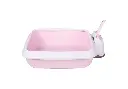 IMAC Semi-Open Cat Litter Box with Raised Frame – Easy-Clean Bedpan for Kittens, Mess-Free Design for Small Pets (Pink)(Size: 59 x 40 x 28cm)