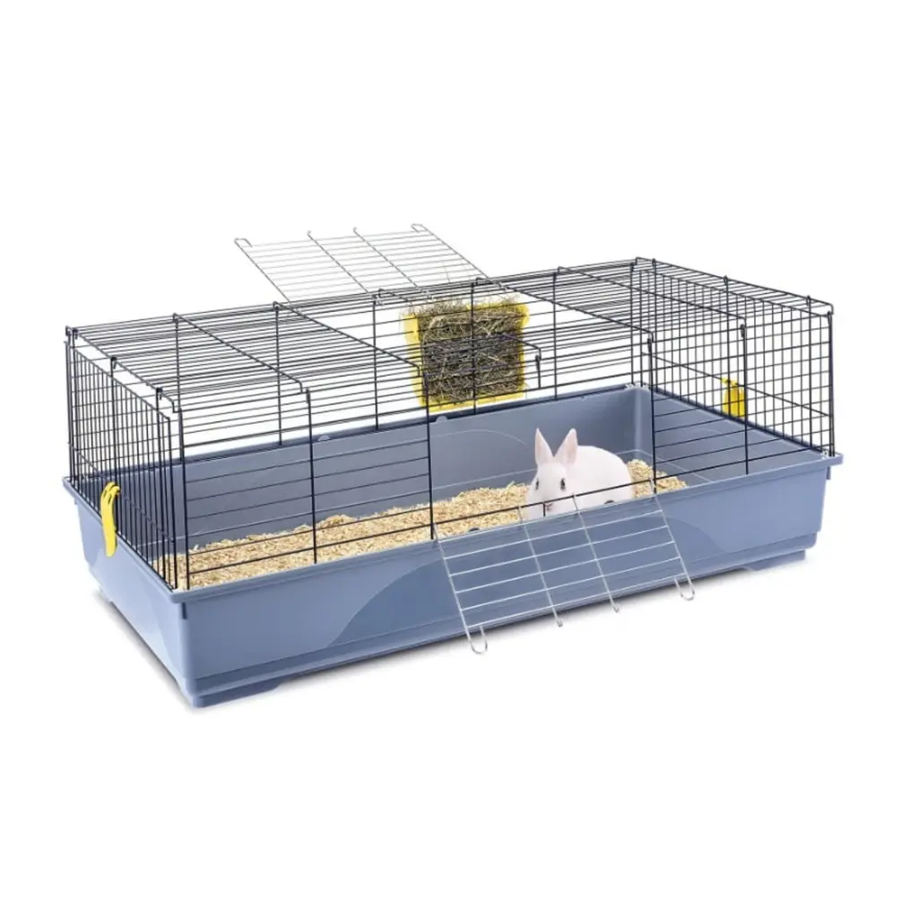 [IM05616R] IMAC EASY 120 Recycled Plastic Small Pet Cage – Spacious Eco-Friendly Habitat in White & Avio Blue (120 x 60 x 46.5cm)
