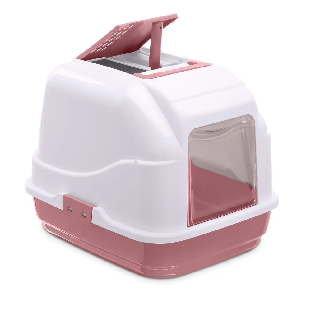 [IM84096] IMAC Easy Cat Hooded Litter Box – Enclosed Toilet, Made from Eco-Friendly Second Life Plastic, Sustainable Cat Care (Mixed) (Size: 50 x 40 x 40cm)
