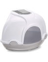 IMAC Ginger - Hooded Corner Shaped Litter TrayDimension: 52x52x44.5 cm, Color: Grey & White