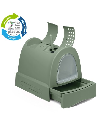 [IM83448] Imac Zuma Second Life Plastic Cat Toilet with Sliding Tray, 57x43.5x73cmColor: Sage Green