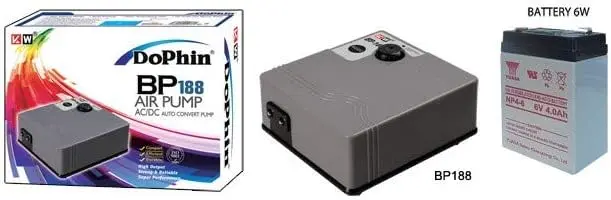 KW Zone Dophin BP-188 Dual Power Air Pump – Portable AC/DC Aquarium Oxygen Pump