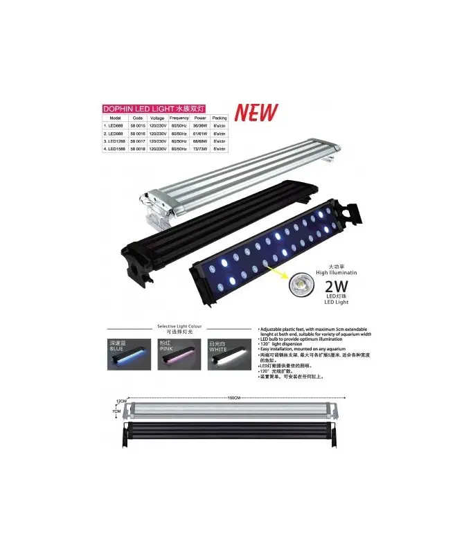 [LED688] KW Zone Dophin 36W High-Power LED Aquarium Light – Bright, Energy-Efficient Lighting
