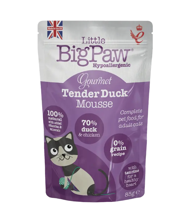 [5060251321434] Little Big Paw Gourmet Tender Duck Mousse Wet Cat Food Pouch 85g
