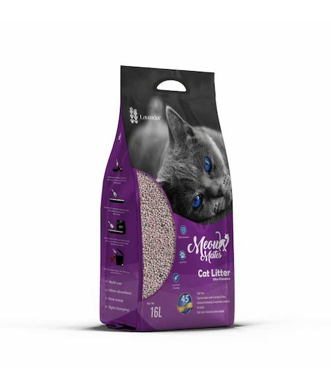MEOW MATES BENTONITE CAT LITTER- LAVENDER SCENT 16L-10KG