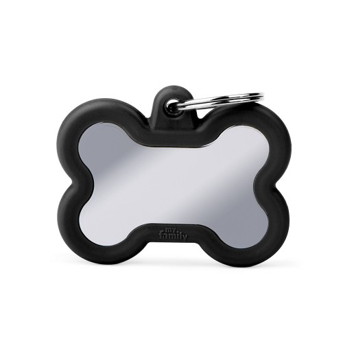 MY FAMILY BONE CHROME PLATED BRASS BLACK RUBBER