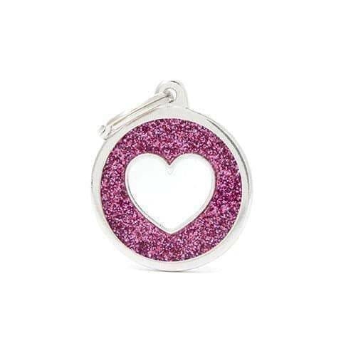 [GL07PINK] MY FAMILY CERCHIO GRANDE CUORE BIANCO GLITTER ROSA