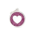 MY FAMILY CERCHIO GRANDE CUORE BIANCO GLITTER ROSA