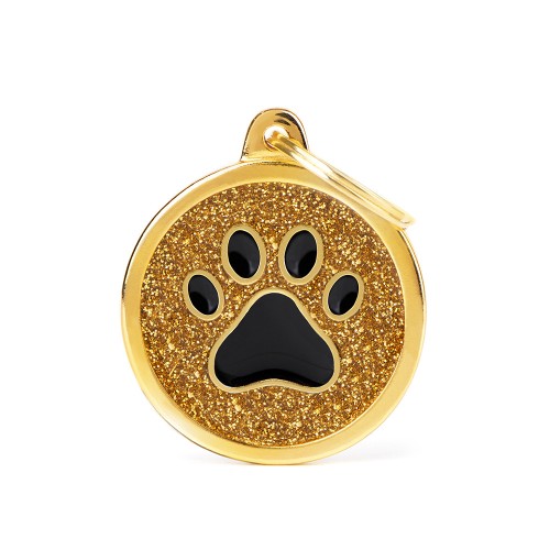 [GL06GOLD] MY FAMILY GOLD BIG GLITTER CIRCLE BLACK PAW