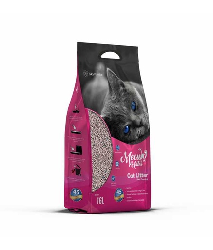 [6973373204464] Meow Mates Bentonite Cat Litter - Baby Powder Scent 16L-10kg