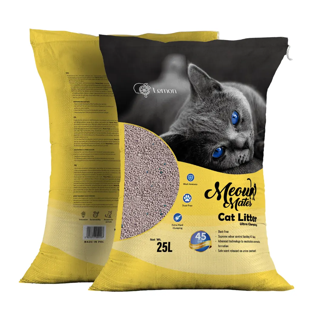 [6973373204488] Meow Mates Bentonite Cat Litter - Lemon Scent 25L-20kg