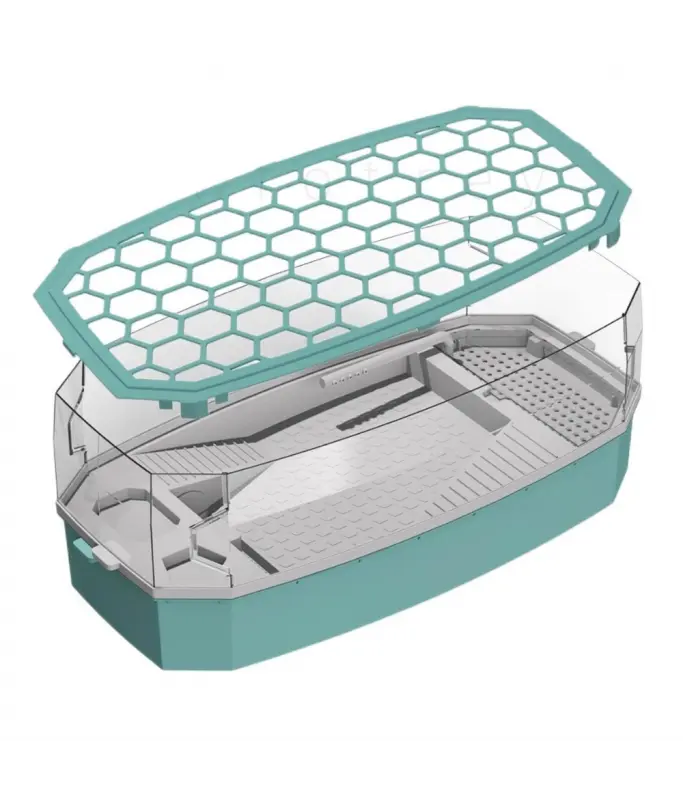 Nomoypet Detachable Escape Proof Turtle Tank Without Pump NX-35 Large - 63x31x24cm [Color - Blue]