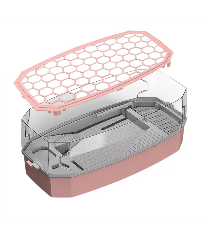 [NX-35-M Pink] Nomoypet Detachable Escape Proof Turtle Tank Without Pump NX-35 Medium - 49x25x21cm [Color - Pink]