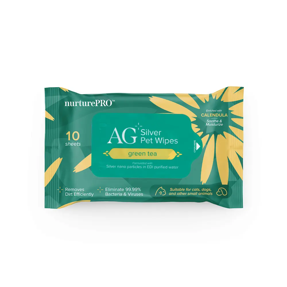 NurturePro AG+ Silver Pet Wet Wipes -Green Tea (10 Sheets/ Pack)