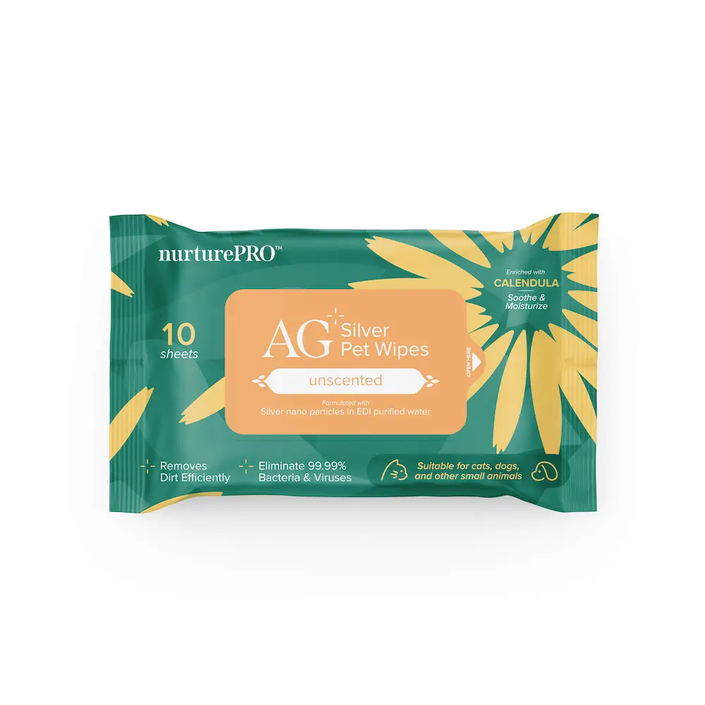 NurturePro AG+ Silver Pet Wet Wipes -Unscented