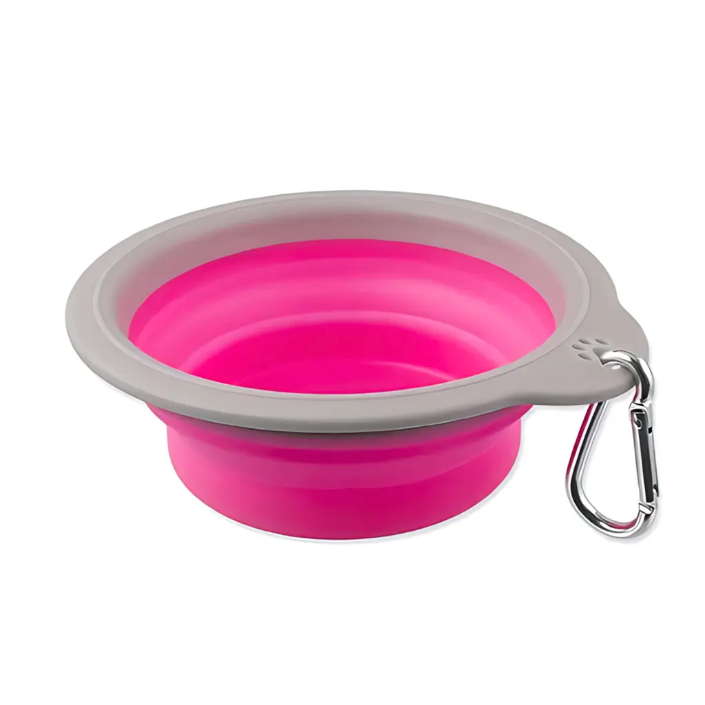 Pado Adjustable Pink And Gray Bowl Small - 15x13.7x(2.2-5cm)