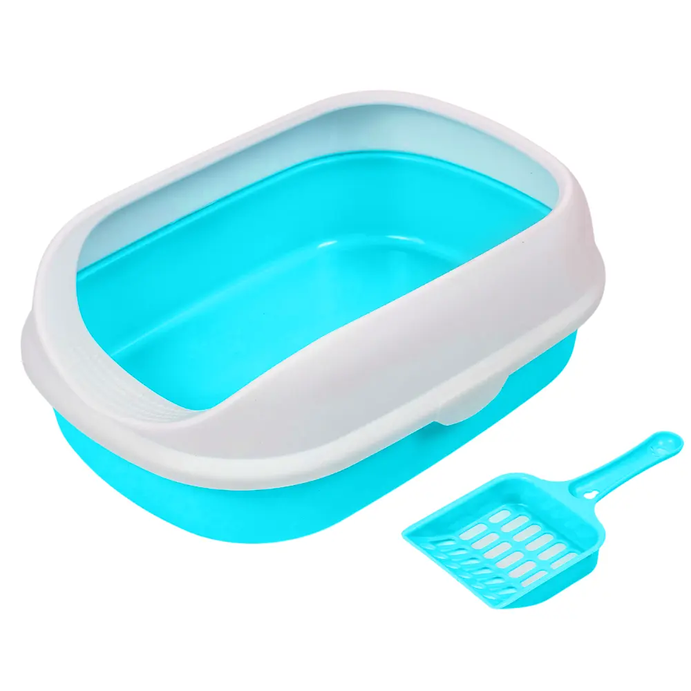 PadoCatLitterTrayCurvedTop41x31x14cm-Cyan