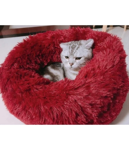 [2020111401532] Pado Pet Fluffy Donut Cushion - RedSizes: L, Dimension: 60 x 20cm