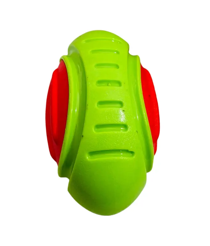 PadoTPRRubberDualColorRugbyBallWithSqueker17.3x10.2x10cm-Green&Red