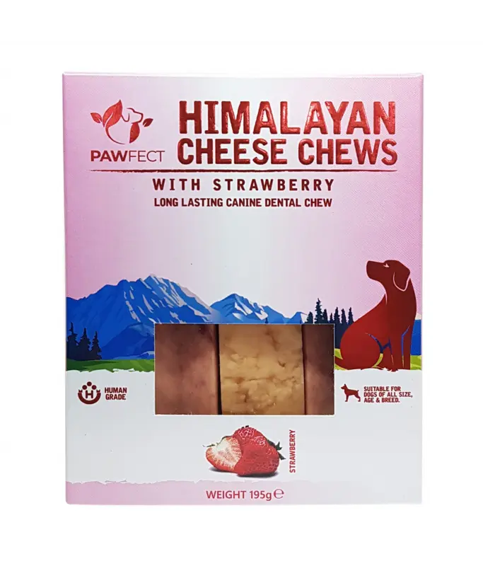 Pawfect Himalayan Cheese Chew Bar with Strawberry 195g (3x 65g)