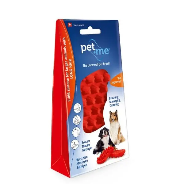 Pet+Me Firm Silicone Brush for Longhair Dog(Red)
