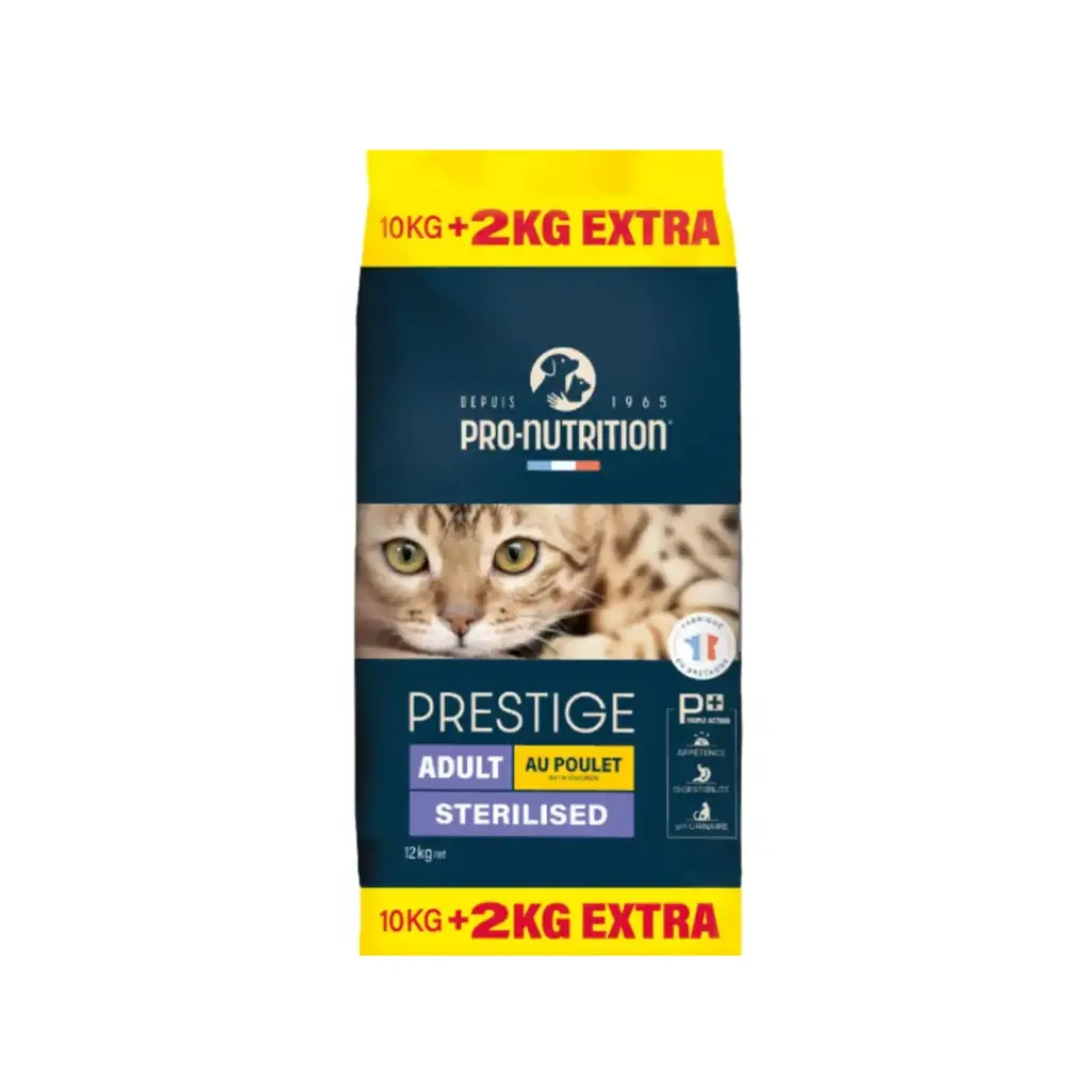 Pro Nutrition Prestige Adult Sterilised Chicken Dry Cat Food Bag 10+2kg