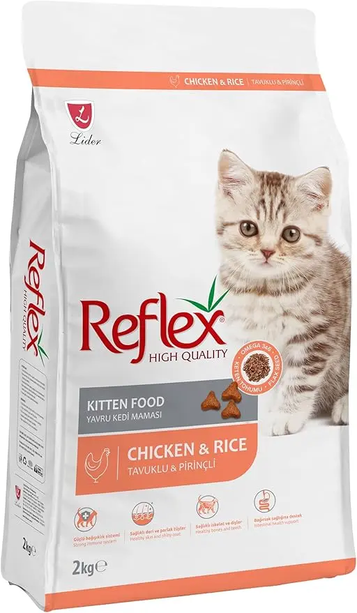 Reflex Dry Food Chicken Flaxseed & Rice Kitten Dry Cat Food Bag 2kg