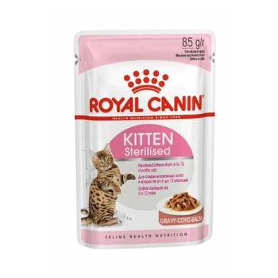 [RO307620-Box] Royal Canin Feline Health Nutrition Kitten Sterilised Gravy Growth & Weight Support Wet Cat Food Pouch 12x85g