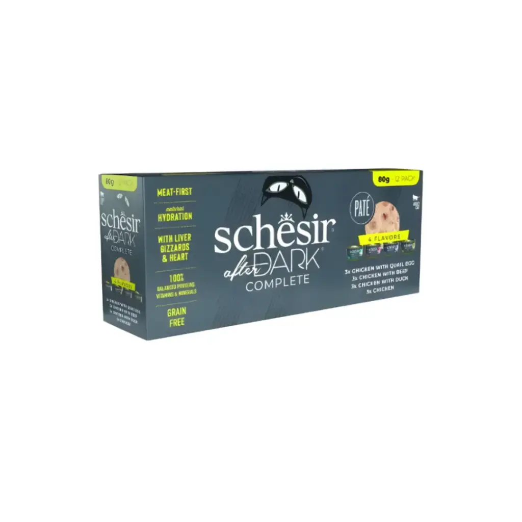 Schesir After Dark 960g Variety Pack – Premium Wet Cat Food Selection Featuring Delicious Paté Recipes for a Balanced and Nutritious Meal