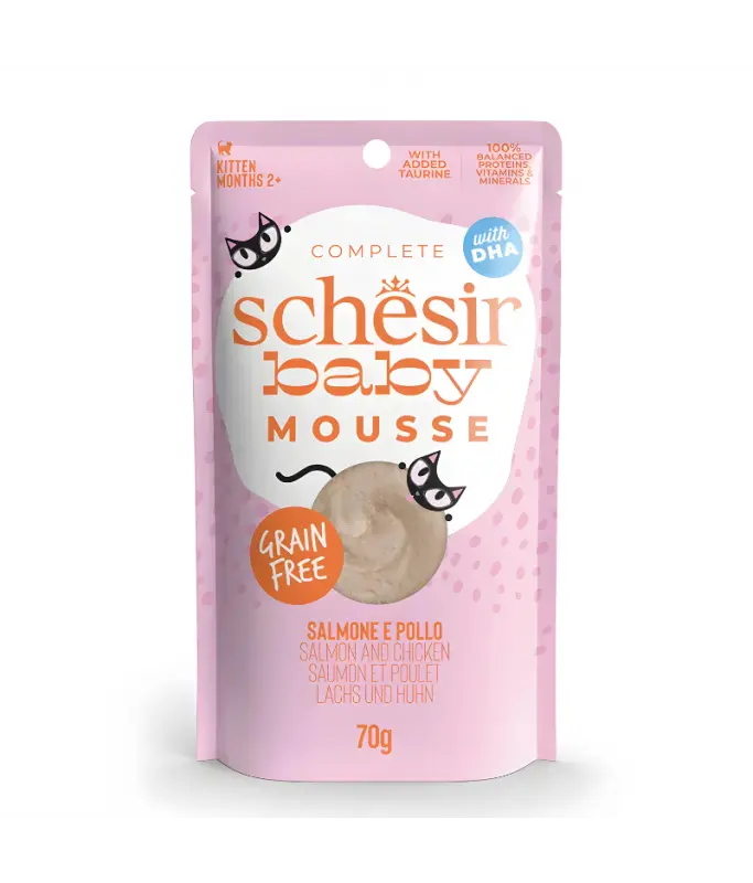 Schesir Baby Mousse Kitten - Salmon And Chicken 70g (Min Order- 12 Pouch) 