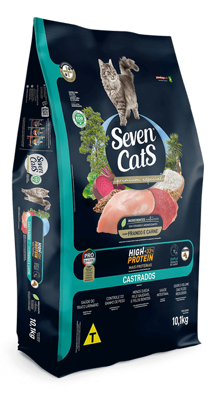 Seven Cats Cat Food For Sterilized Chicken & Beef Dry Cat Food Bag 10kg + 100g