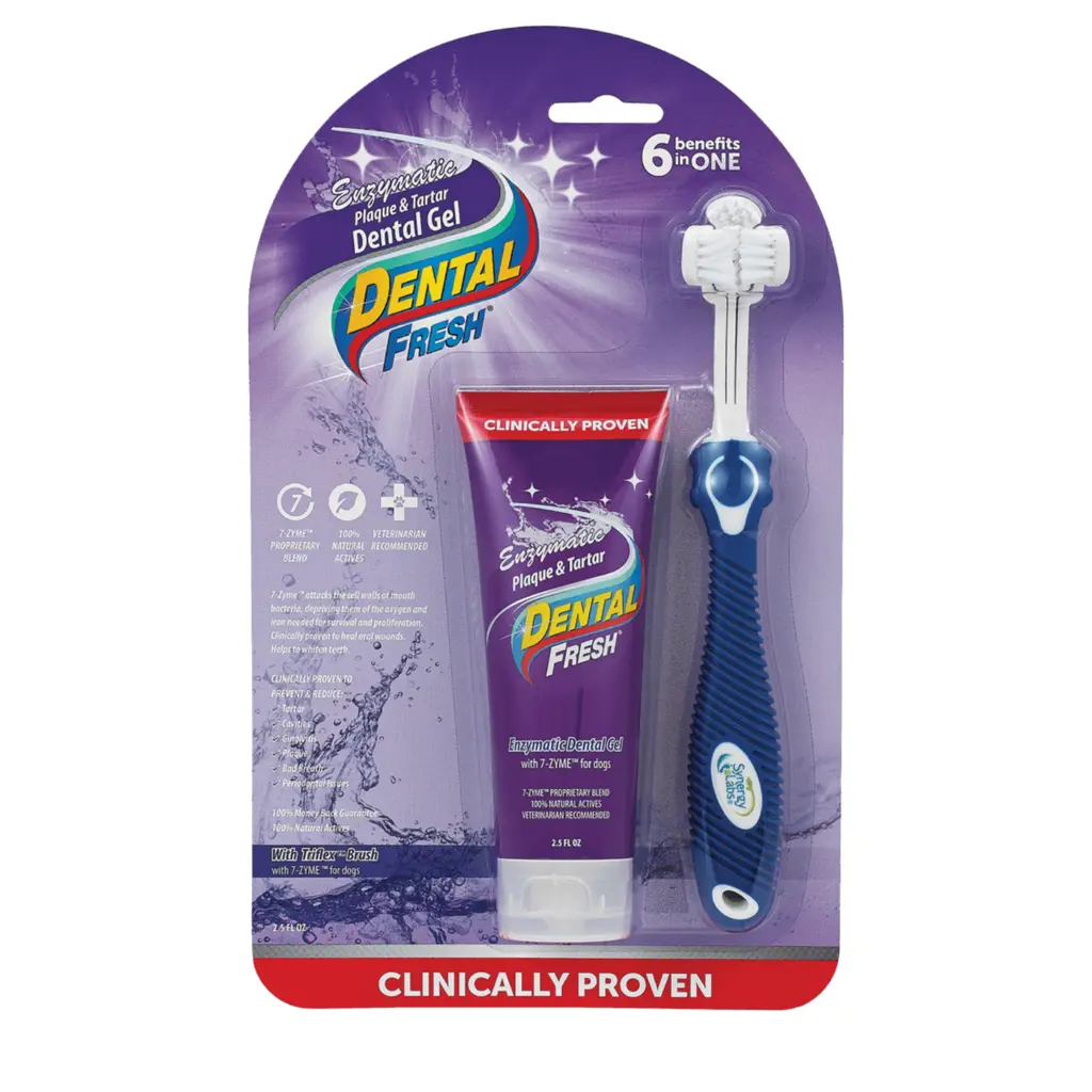 [FG00027] Synergy Labs Dental Fresh Enzymatic Plaque & Tartar Dental Gel with Triflex Brush 2.5 oz - 70.87 g