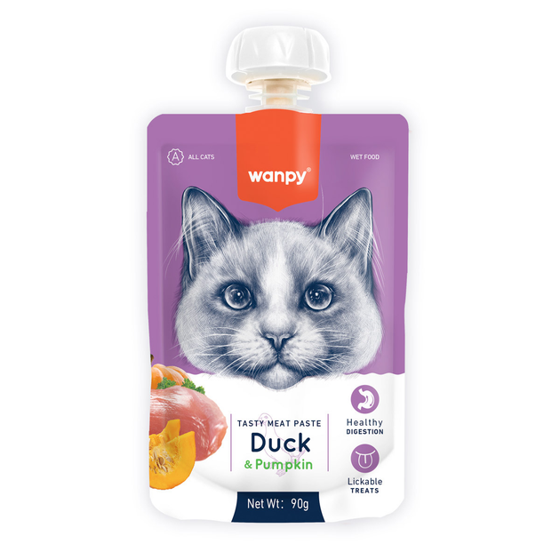 Wanpy Tasty Meat Paste Duck & Pumpkin Cat Treat Tube 90g