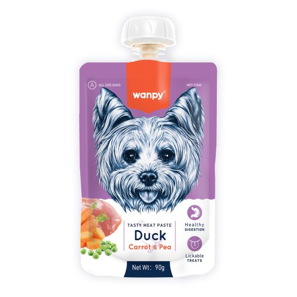 Wanpy Tasty Meat Paste Duck with Carrot & Pea Treat Tube 90g