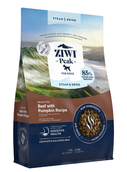 ZIWI Peak Steam & Dried Grass-Fed Beef with Pumpkin Recipe Dry Dog Food  (3.2Kg)