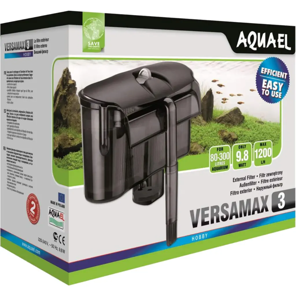 Aquael Versa Max 3 External Filter [Max Flow:1200 l/h] For 80-300 Litres Aquarium